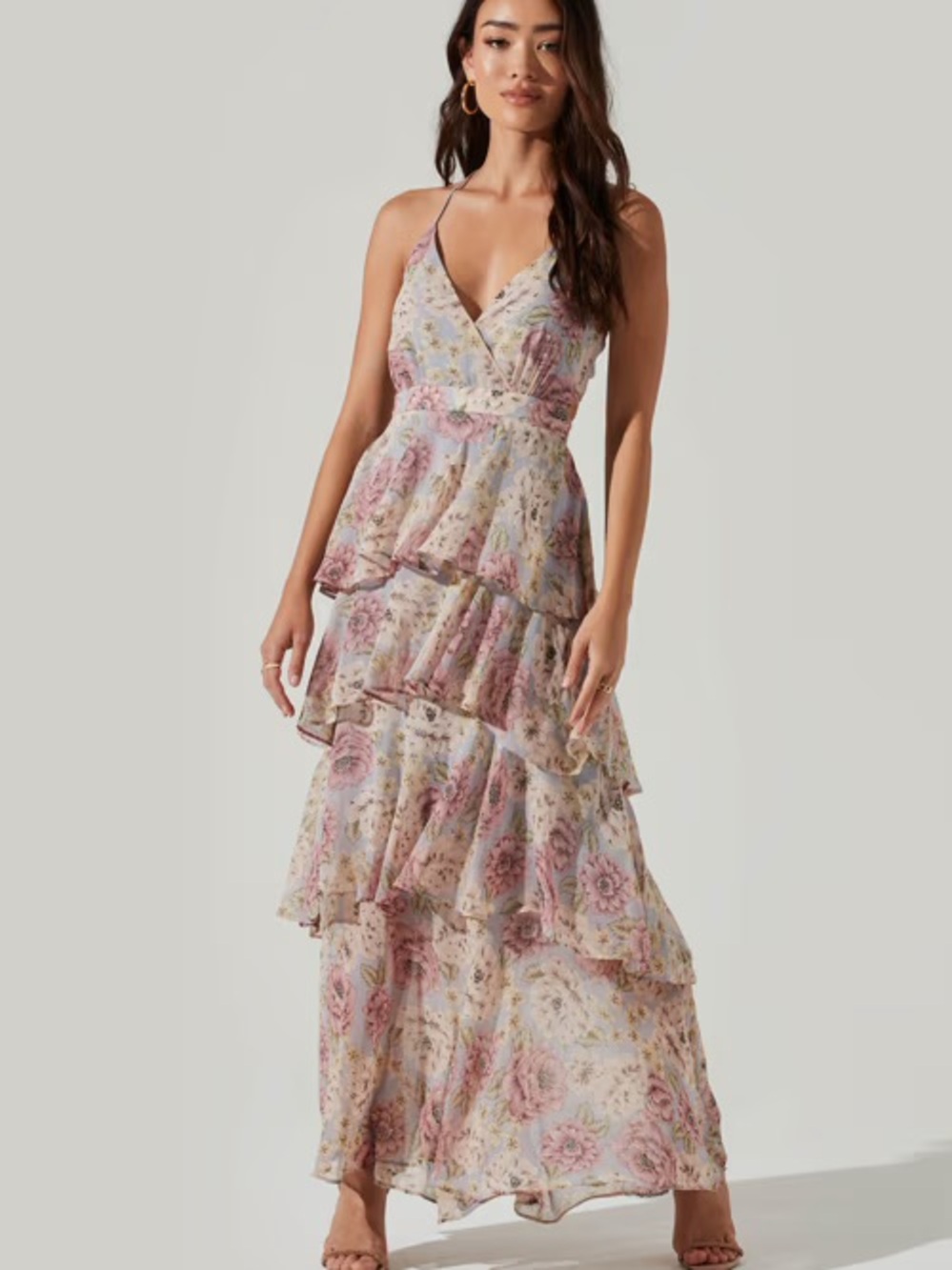 ASTR Rosana Floral Tiered Ruffle Maxi Dress